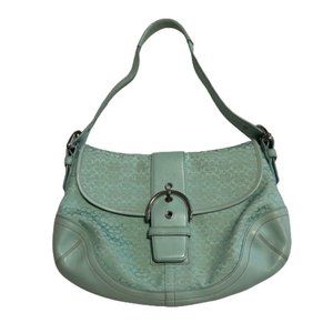 Coach Vintage Soho Hobo Canvas Leather | Mint Green | Buckle Flap Should…